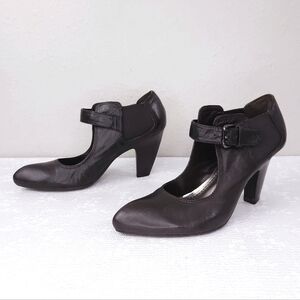 APEPAZZA Brown Leather Mary Jane Pumps